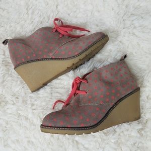 Boden Wedge Ankle Boots Polka Dots Size 40